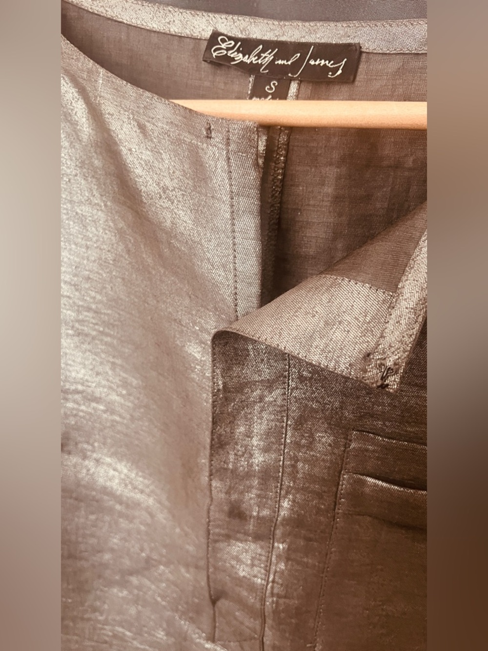 Elizabeth and James Metallic Charcoal Shell Linen Mini Dress , look like New - Picture 2 of 11